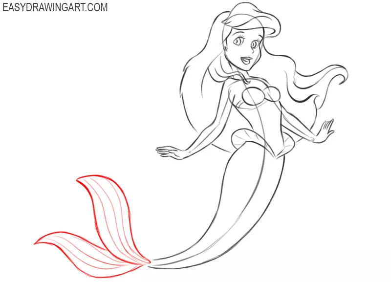 how to draw princess ariel easy 