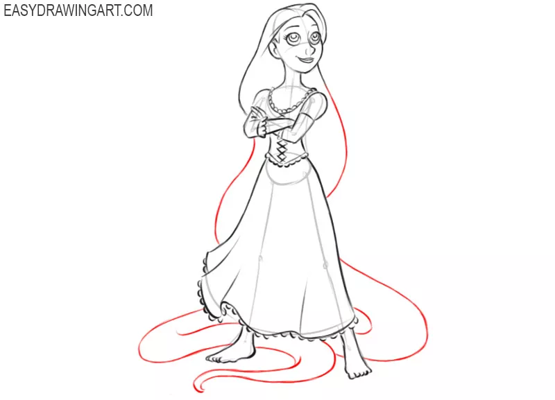 how to draw rapunzel with easy steps