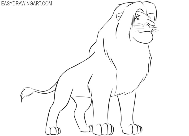 simba drawing step by step