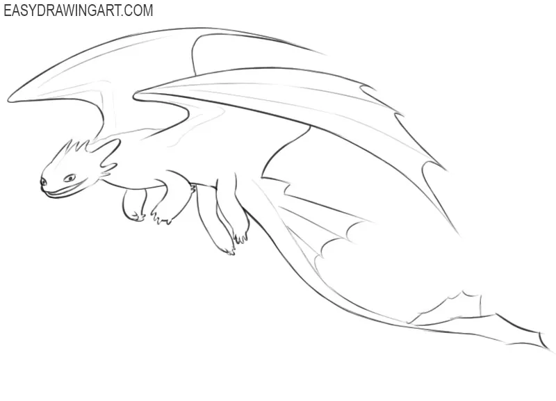 how to draw simple toothless dragon