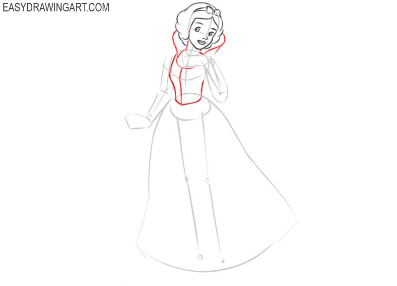 how to draw snow white full body step by step