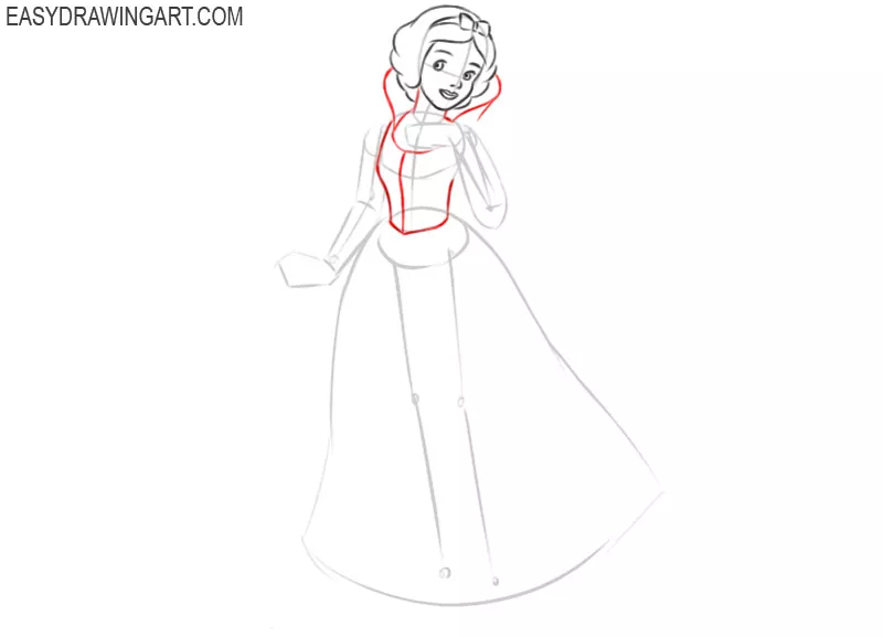 how to draw snow white full body step by step