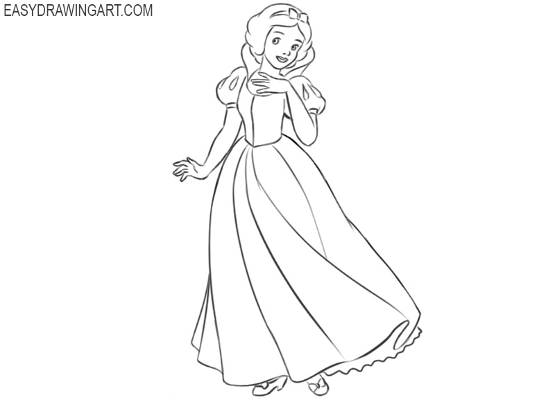 how to draw snow white in steps 