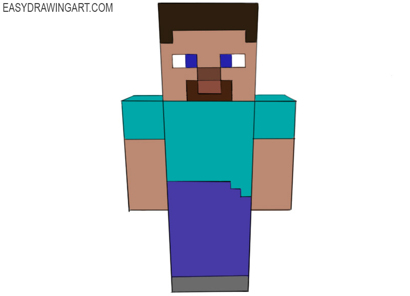 how to draw steve from minecraft easy