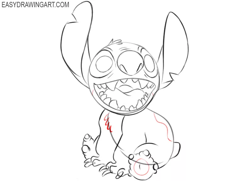 how to draw stitch disney step by step