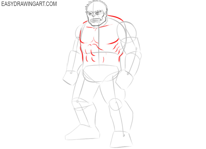 how to draw hulk in steps