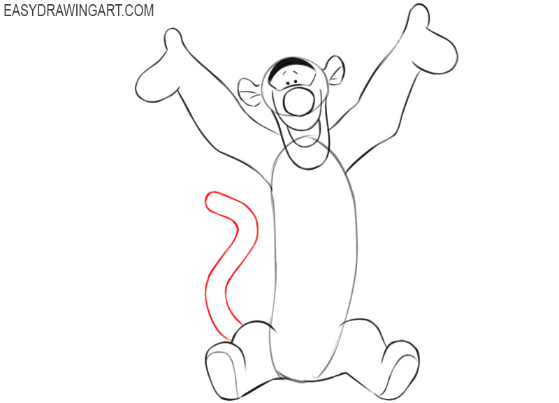 how to draw tigger full body step by step
