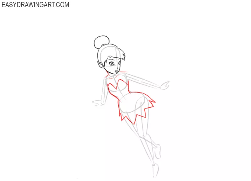 how to draw tinkerbell step by step slowly
