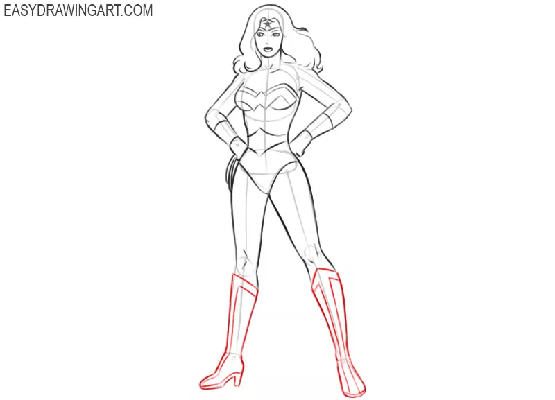 how to draw wonder woman full body easy