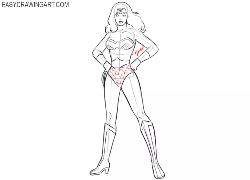 how to draw wonder woman in easy way