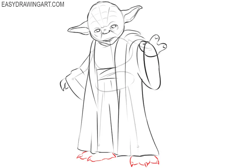 how to draw yoda from star wars step by step