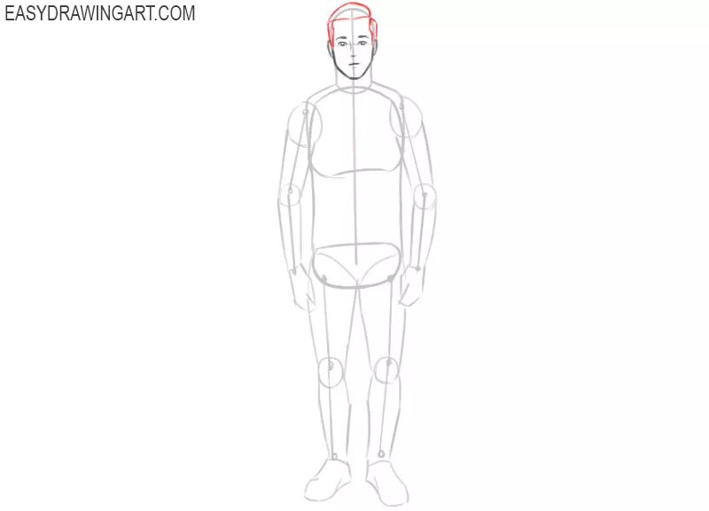 man drawing outline