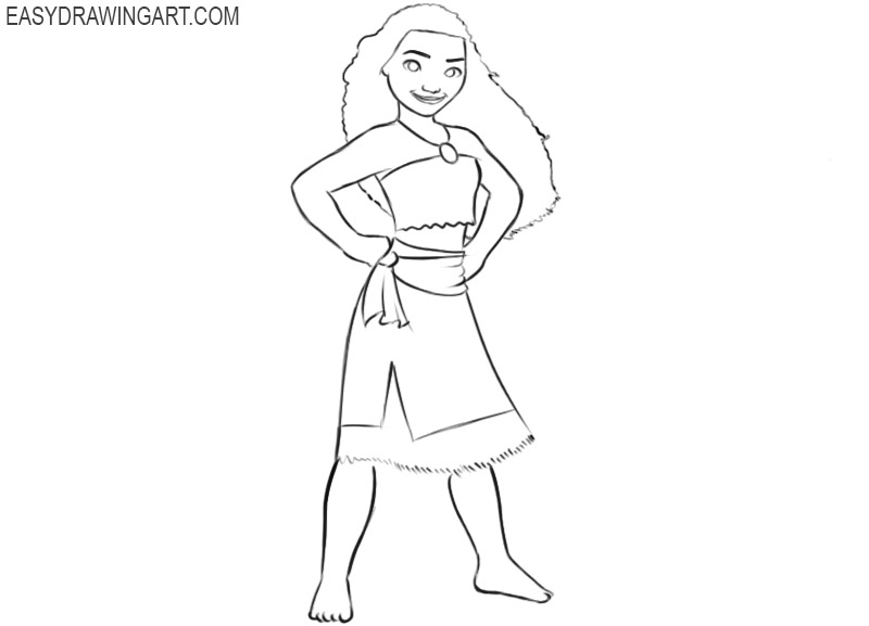 moana drawing easy step by step