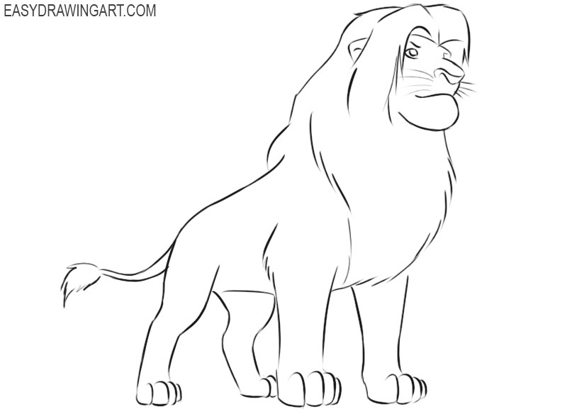simba drawing step by step