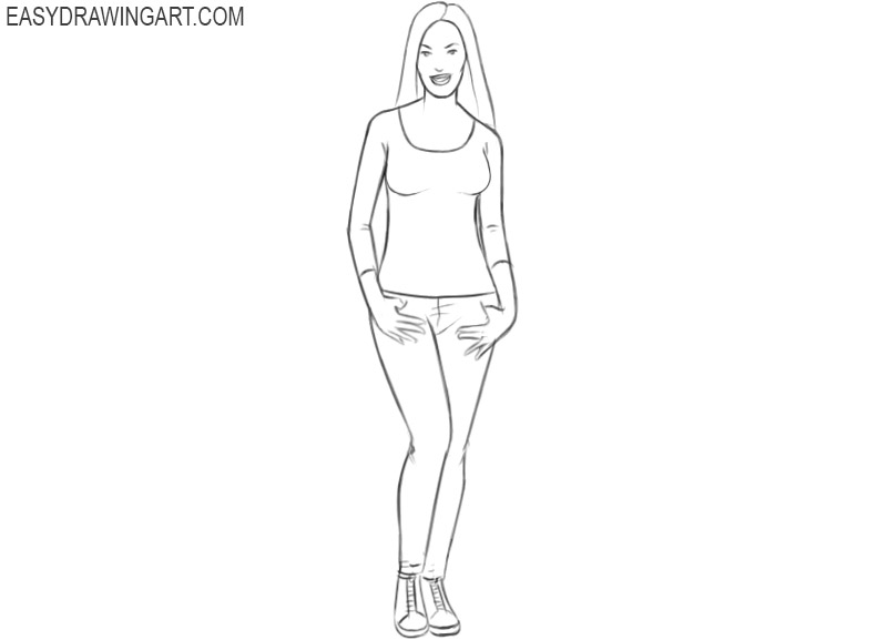 woman drawing step by step