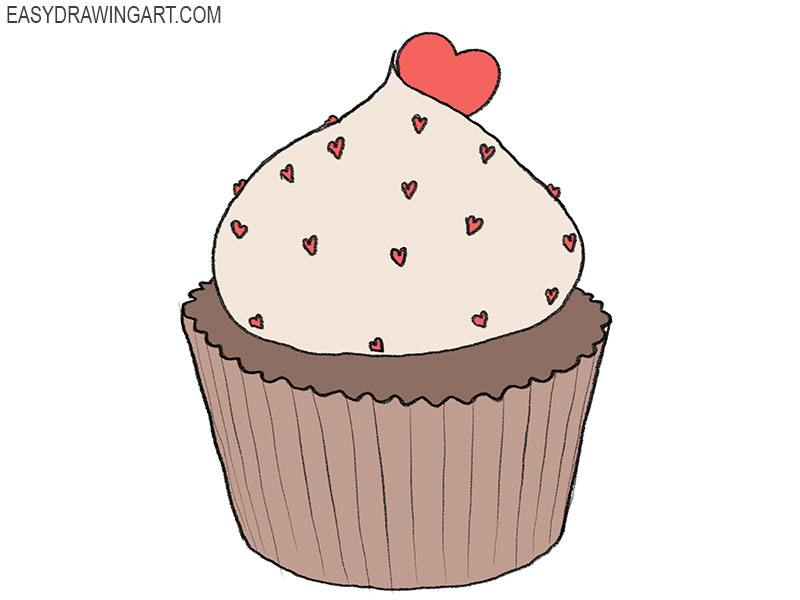 how to draw a valentine cupcake