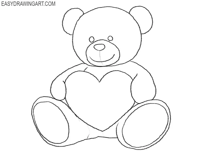 teddy bears drawings with hearts