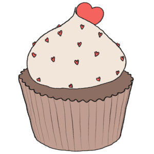 How to draw a valentine cupcake