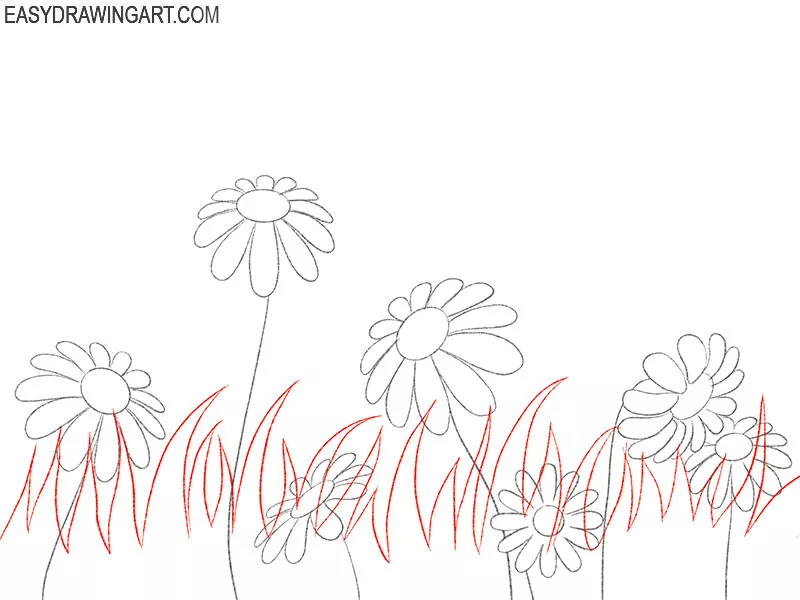 field of flowers drawing