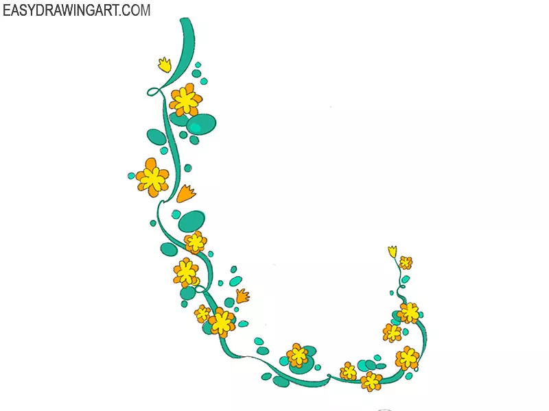 how to draw a flower vine step by step