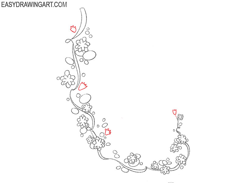 flower vine drawing simple