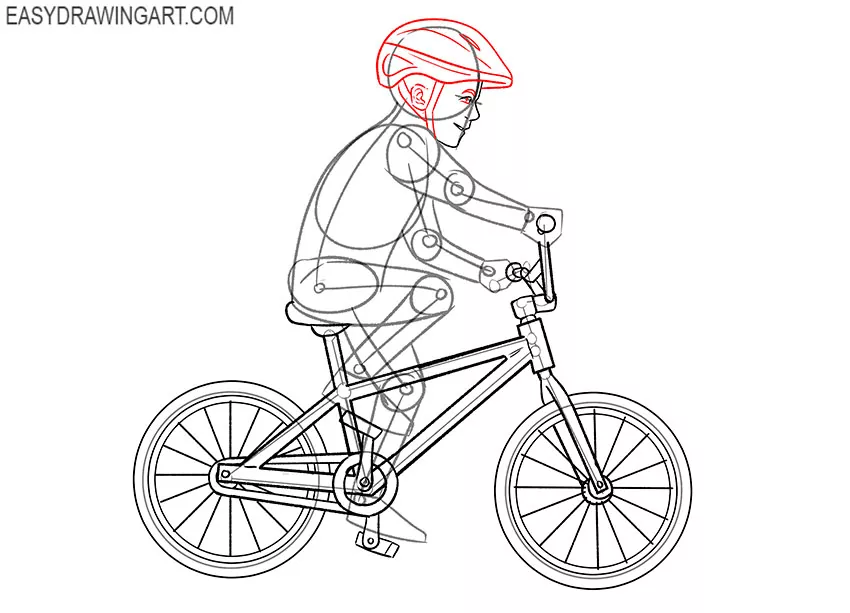 how to draw a child riding a bike