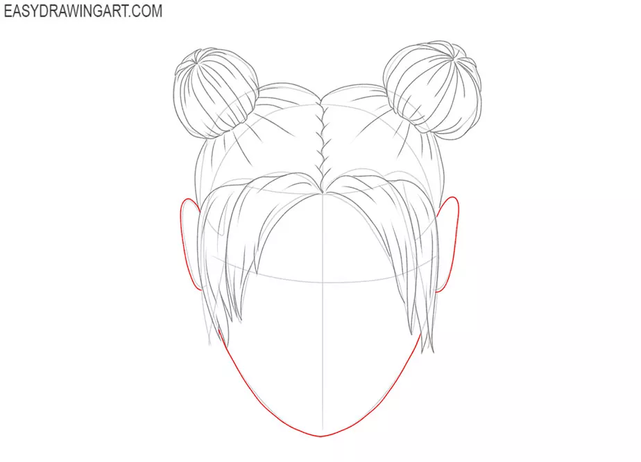 simple hair buns drawing