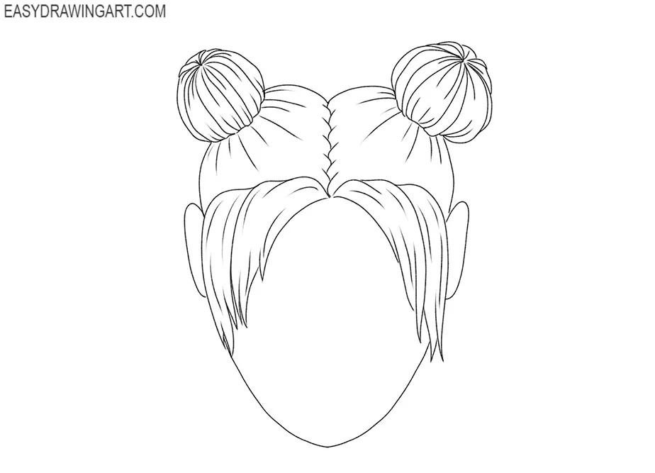 cute hair buns drawing