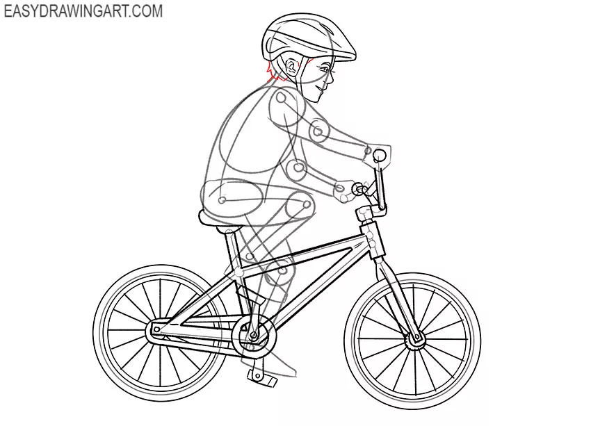 how to draw a person on a bike simple