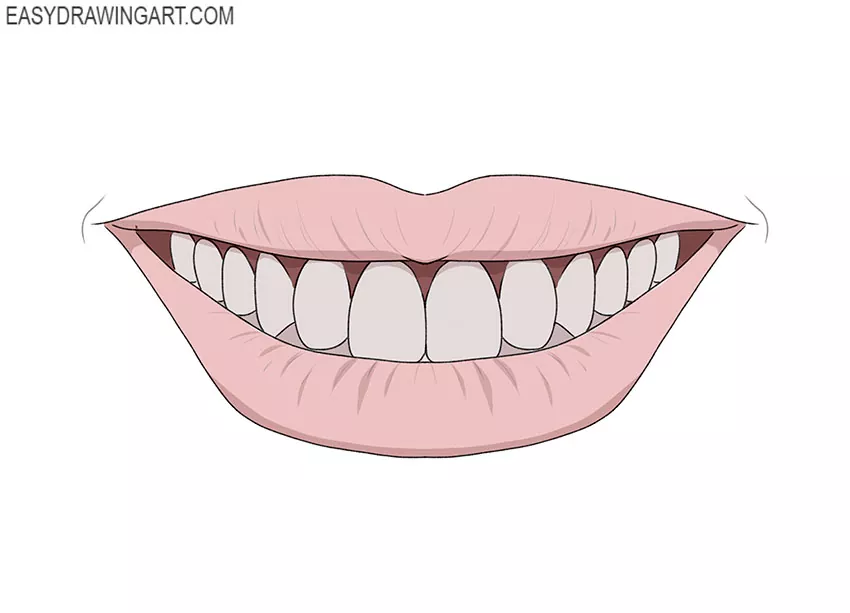 how to draw a realistic mouth with teeth