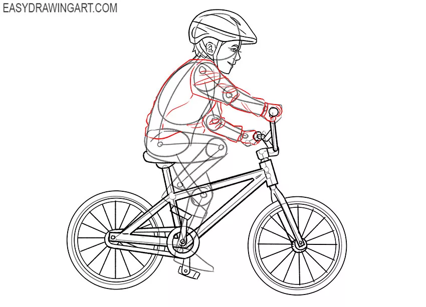 how to draw a boy on a bike easy