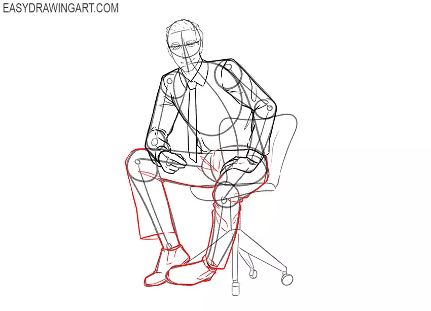 how to draw a person sitting down side view