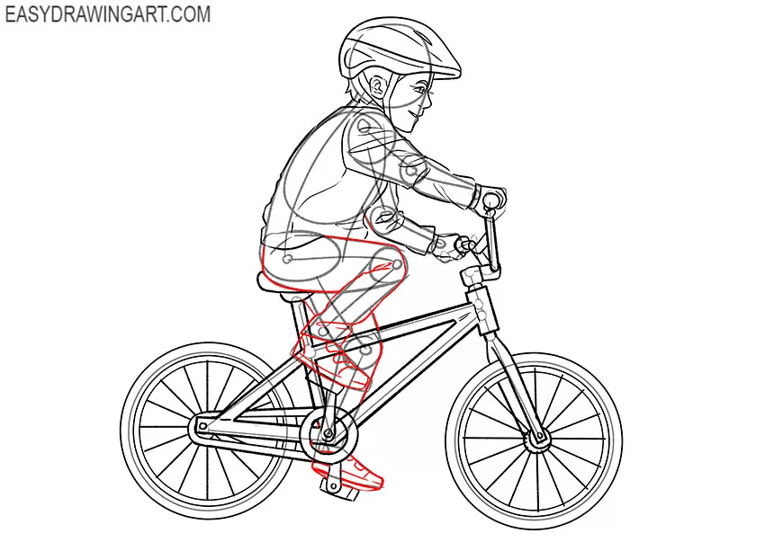 how to draw a child on a bike