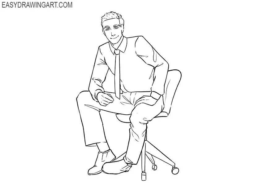 how to draw a person sitting on a chair easy