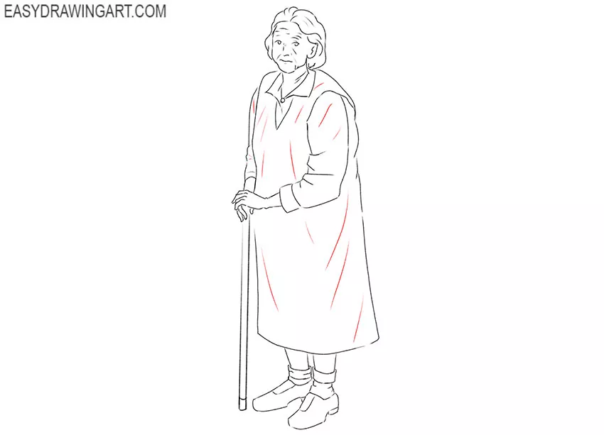 old lady drawing for kindergarten