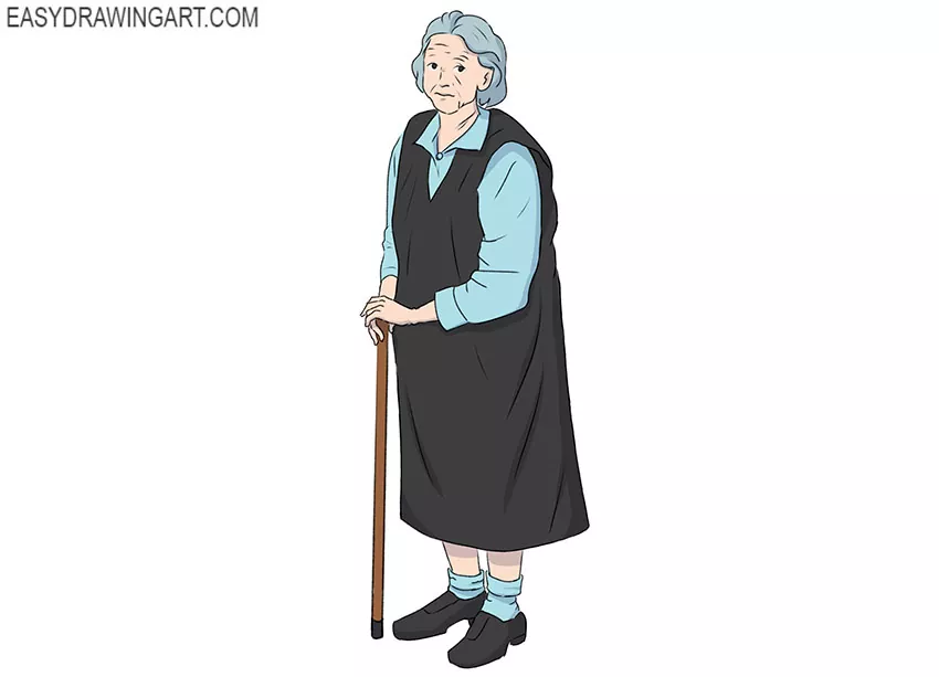 cute and simple old lady drawing