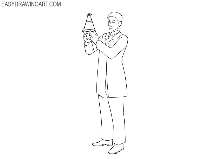 easy scientist drawing