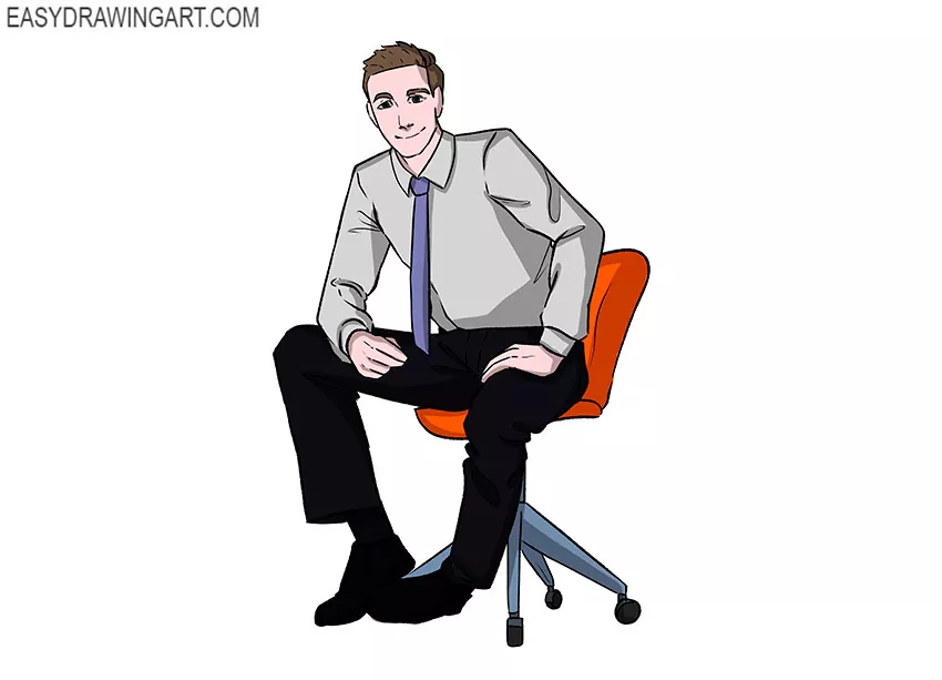 how to draw a person sitting down