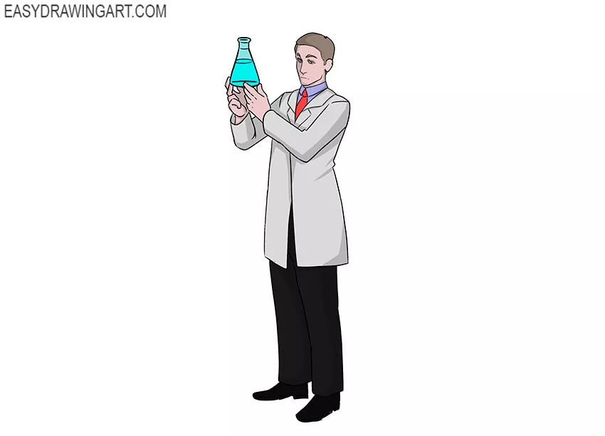 simple and cartoon scientist
