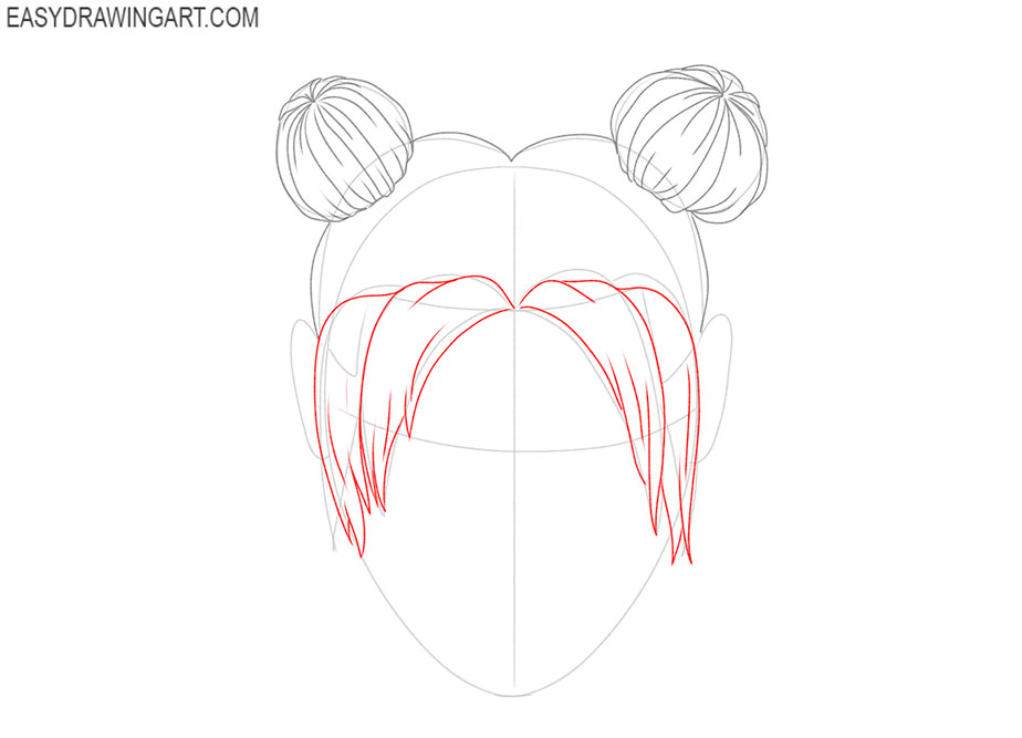 anime hair bun drawing