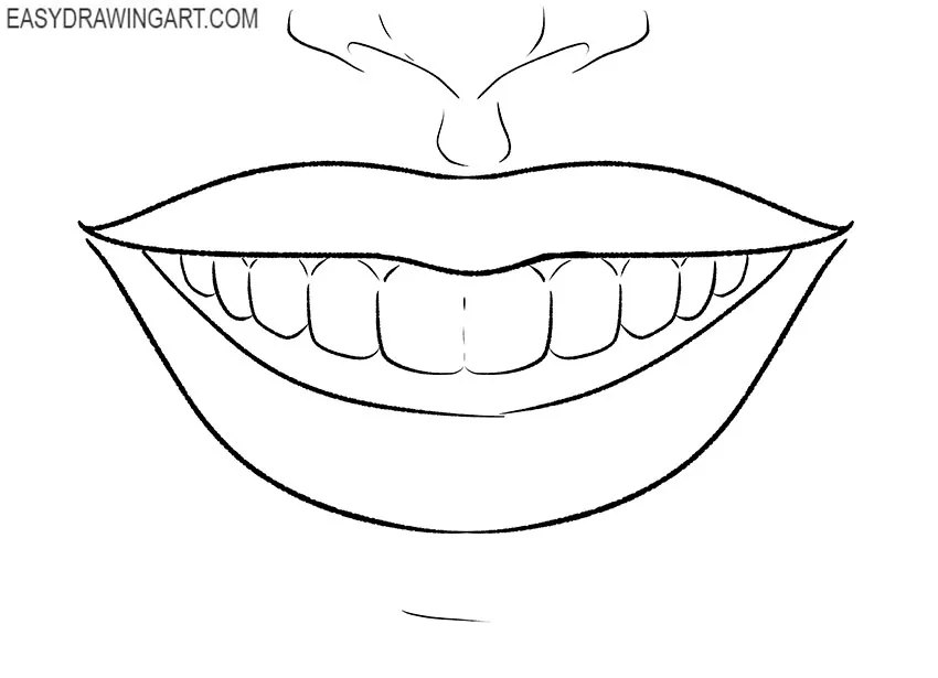 cartoon smiling lips drawing