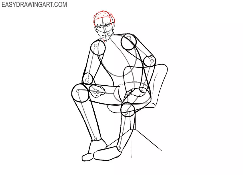 cute sitting person drawing