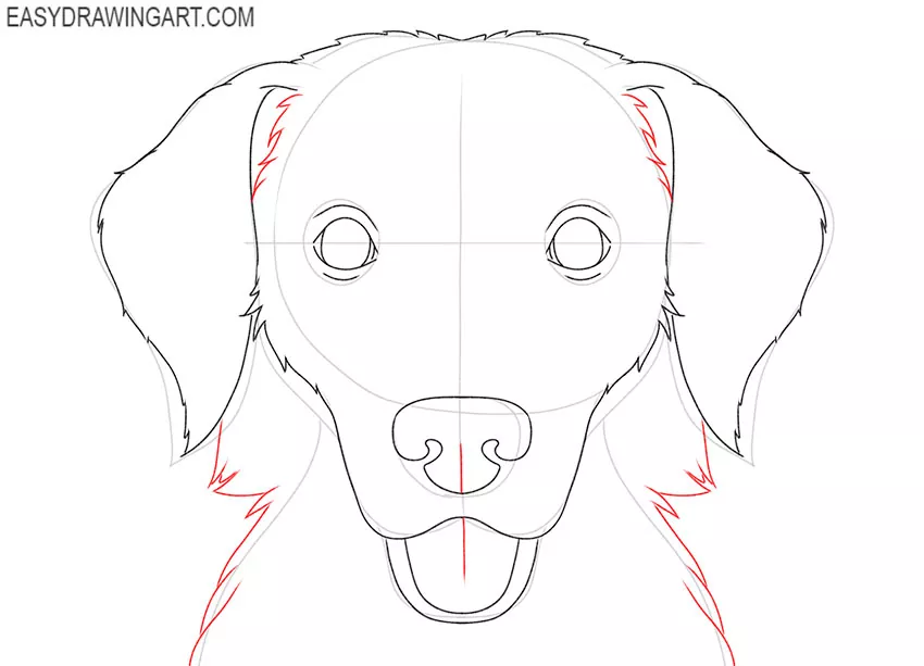 how to draw a dog face simple