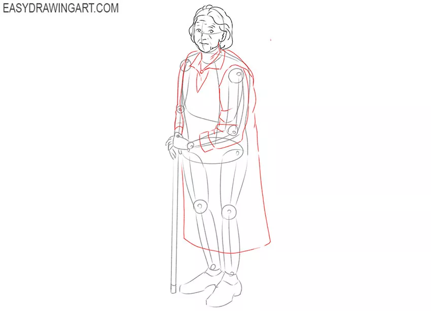 how to draw an old lady for beginners