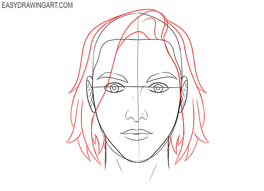 cartoon female head drawing
