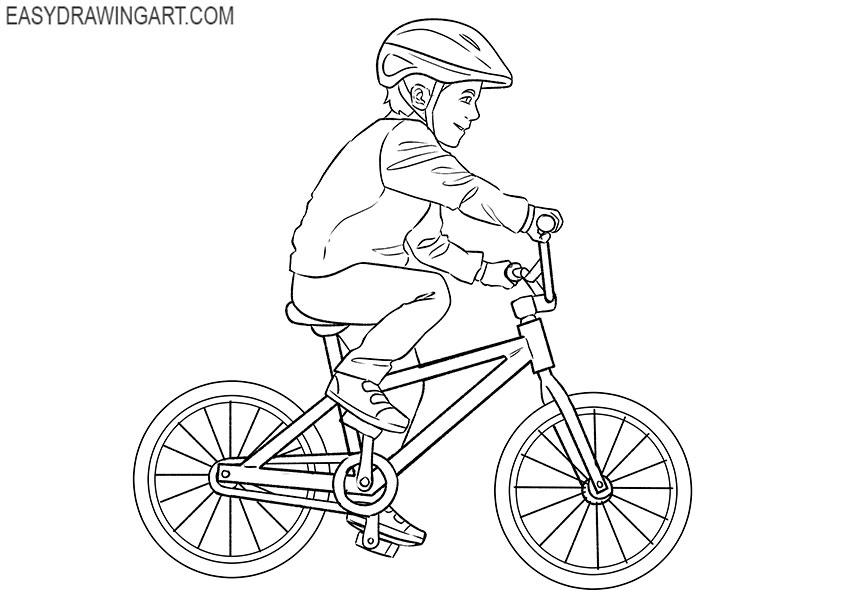 kid on a bike drawing guide simple