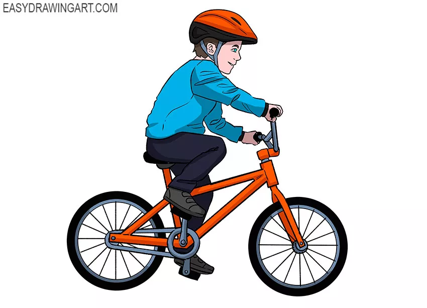 cartoon and easy kid on a bikekid on a bike drawing