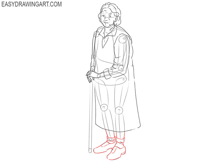 old lady drawing for beginners