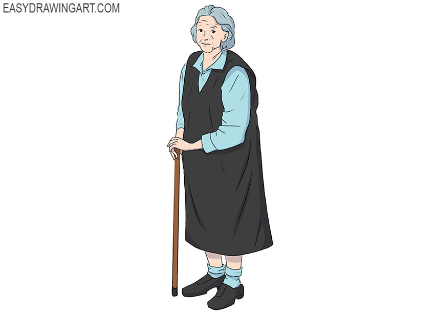 cute and simple old lady drawing