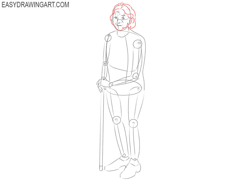 how to draw an old lady for kids